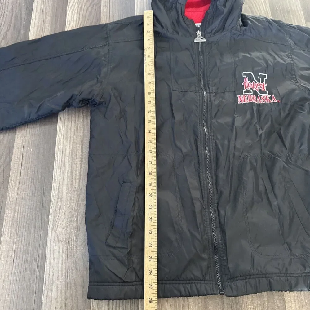 Vintage Nebraska Cornhuskers Windbreaker Jacket Boys XL Black 90s Full Zip Lined